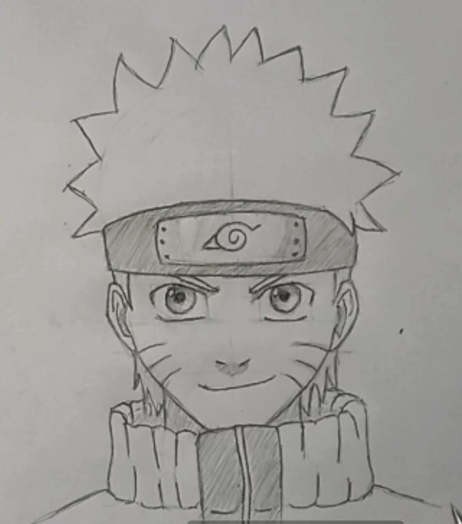 Naruto desenho a lápis com efeito de iluminação Néon